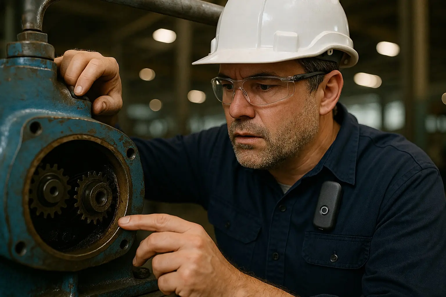 Medewerker werkt met spraaktechnologie in productieomgeving